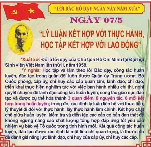 KHÔNG GIAN VĂN HÓA HỒ CHÍ MINH "Mỗi ngày một lời dạy của Bác" ngày 07/5